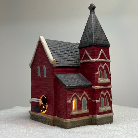 Holiday Traditions Porcelain Lighted Church from 1990s - Picture 7 of 9